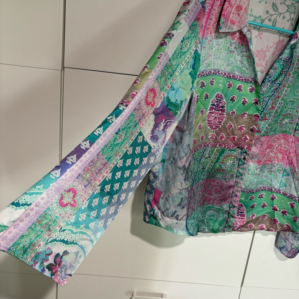 Zara Womens Shirt Extra Large Patchwork Print Lon… - image 4